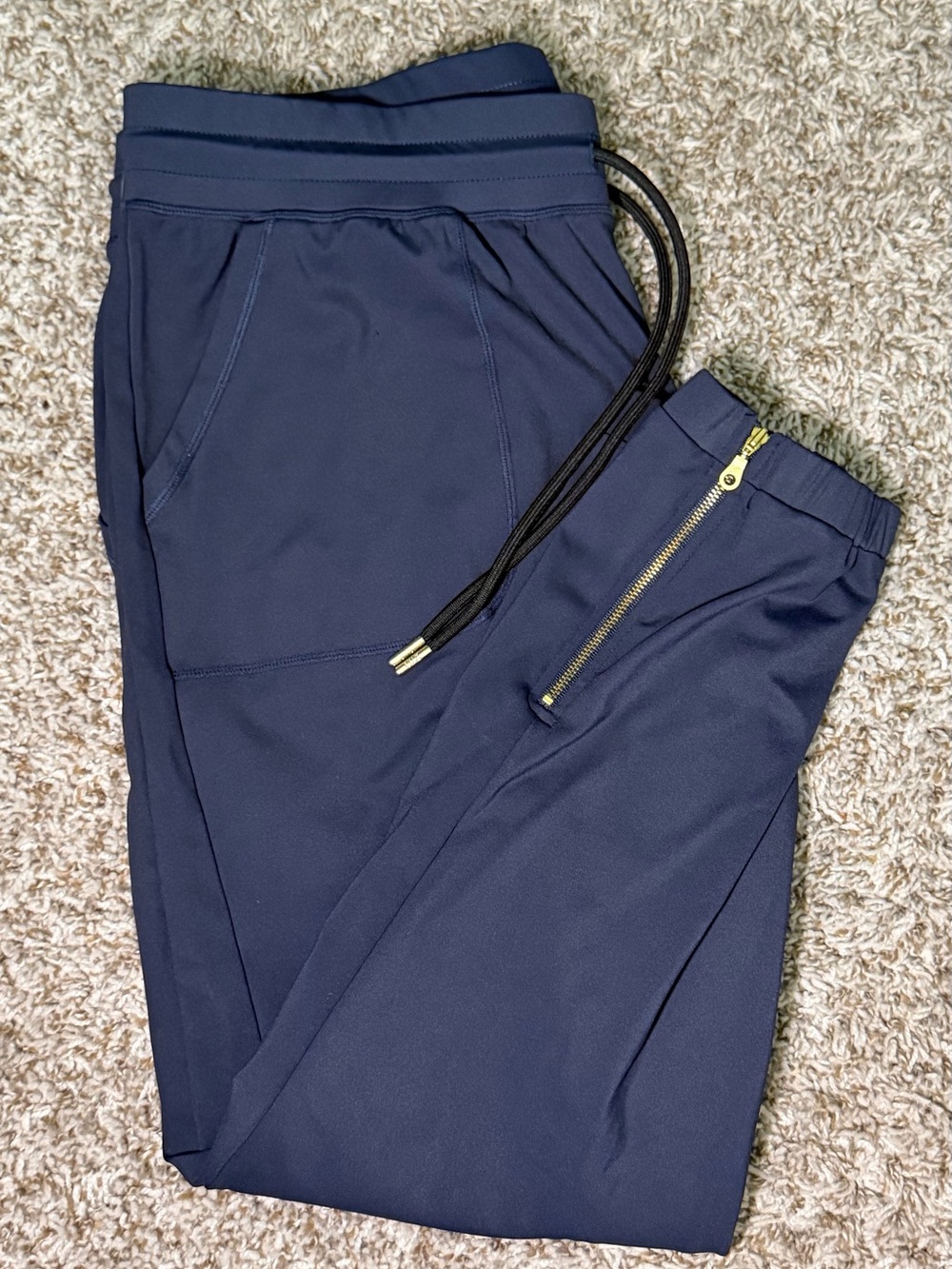 ZYIA Navy Blue Jogger Pants with Gold Zipper